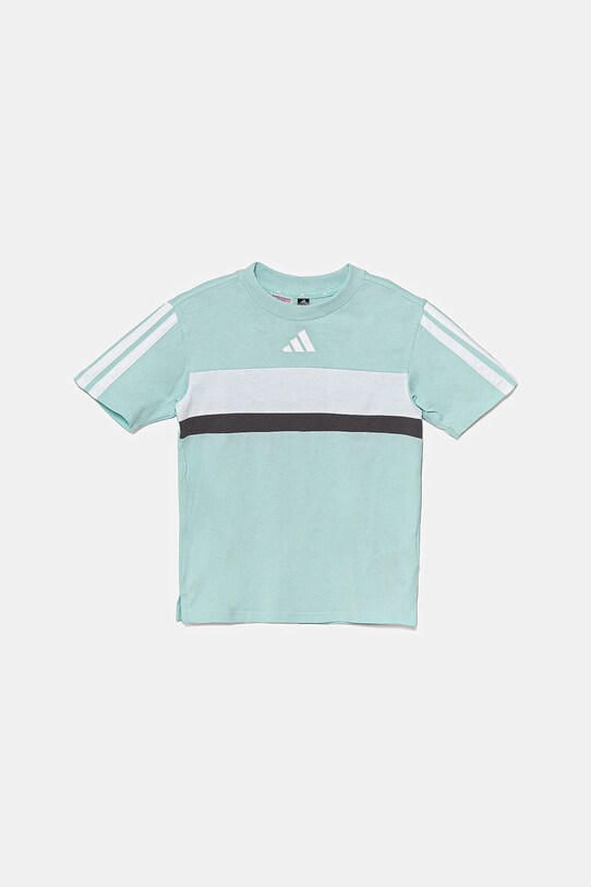 Detské bavlnené tričko adidas JC9301 tyrkysová SS25