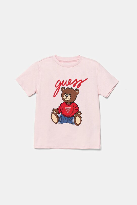 Guess t-shirt bawełniany dziecięcy nadruk różowy H4BT01.I3Z14.PPYA