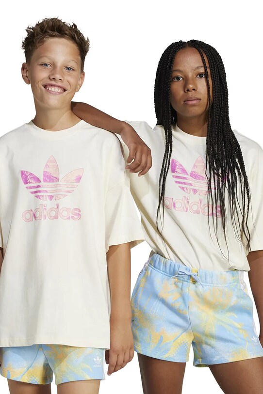 Детская хлопковая футболка adidas Originals хлопок бежевый JD2916