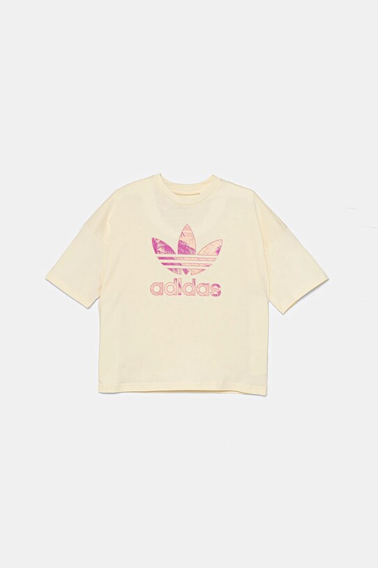 Детская хлопковая футболка adidas Originals JD2916 бежевый SS25