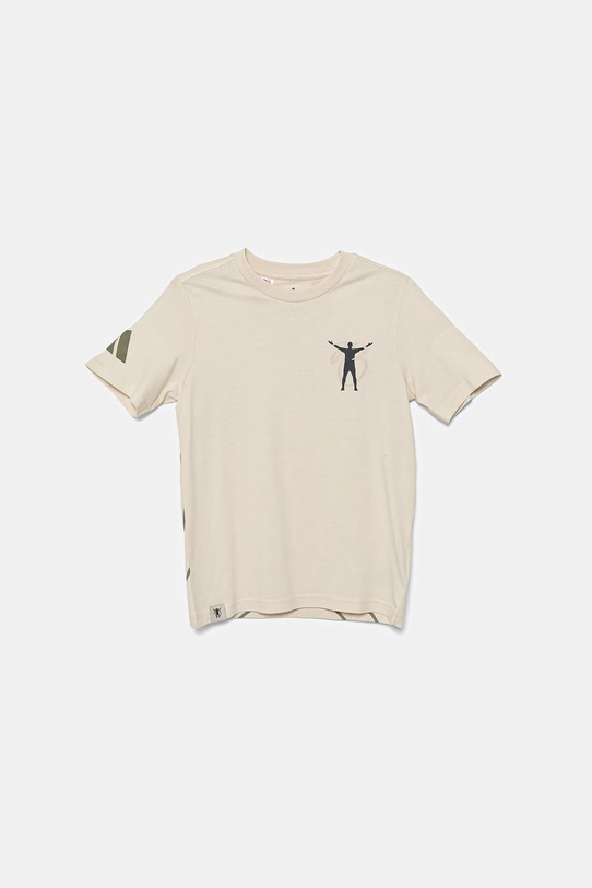 Детская хлопковая футболка adidas Performance JX1948 бежевый SS25