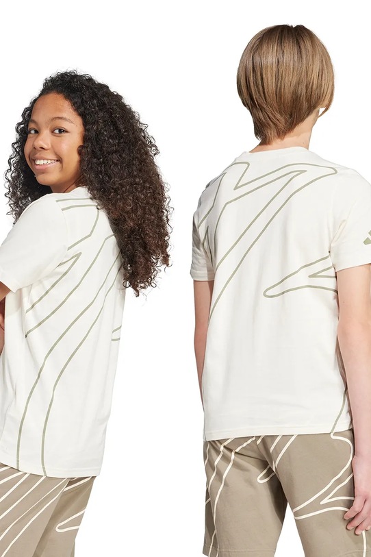 Детская хлопковая футболка adidas Performance JX1948 бежевый