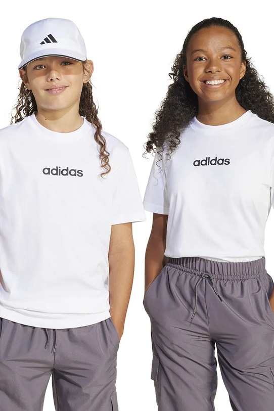 Detské bavlnené tričko adidas bavlna biela JC9747