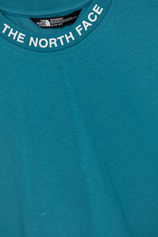 CHLAPEC Dětské bavlněné tričko The North Face TEEN NEW SS ZUMU TEE NF0A877S6HO1 tyrkysová