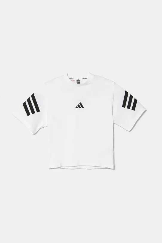 Dječja pamučna majica kratkih rukava adidas print bijela JN8088