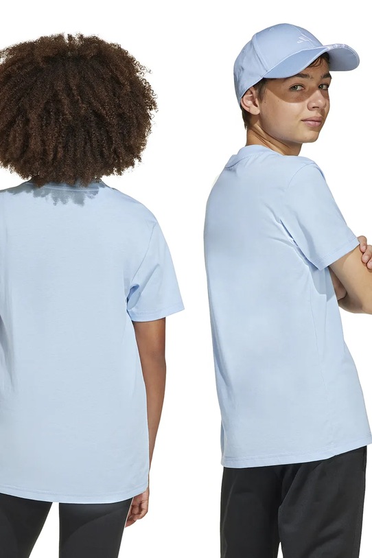 adidas tricou de bumbac pentru copii JC9665 albastru SS25