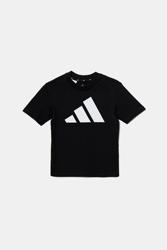 Παιδικό βαμβακερό μπλουζάκι adidas JC9660 μαύρο SS25