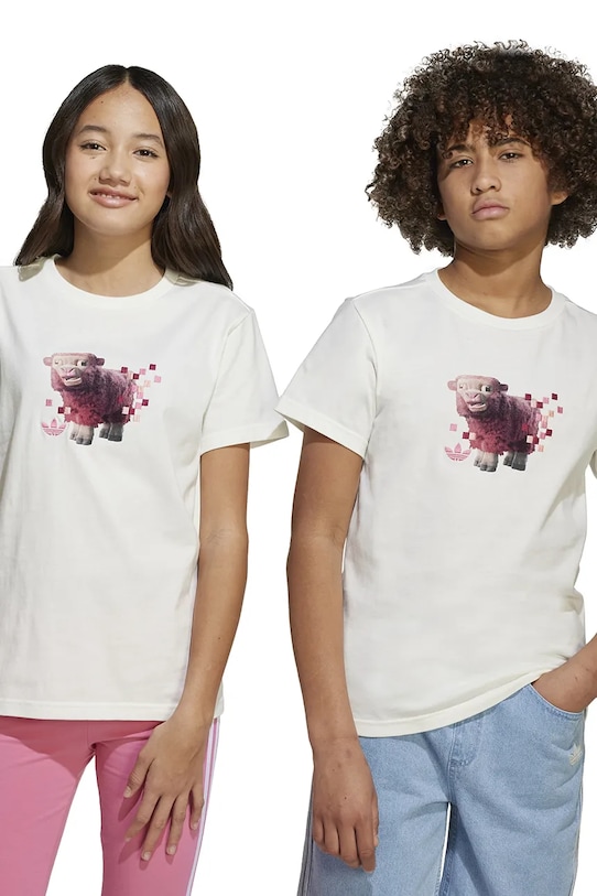 Dětské bavlněné tričko adidas Originals nášivka bílá JZ9936