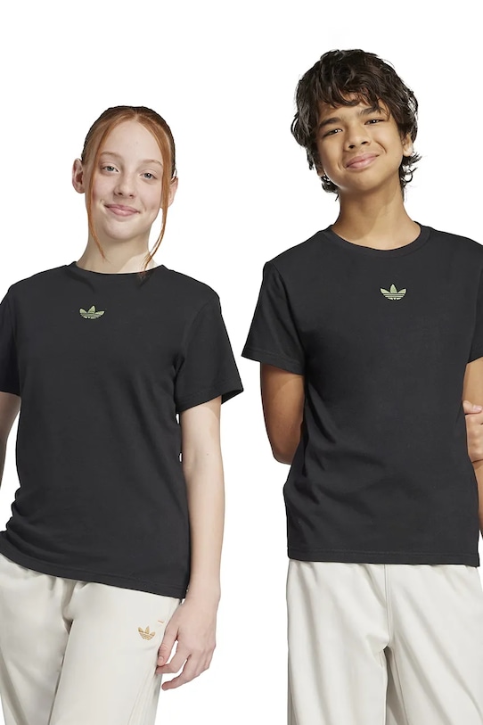 Παιδικό βαμβακερό μπλουζάκι adidas Originals στάμπα μαύρο JZ9940