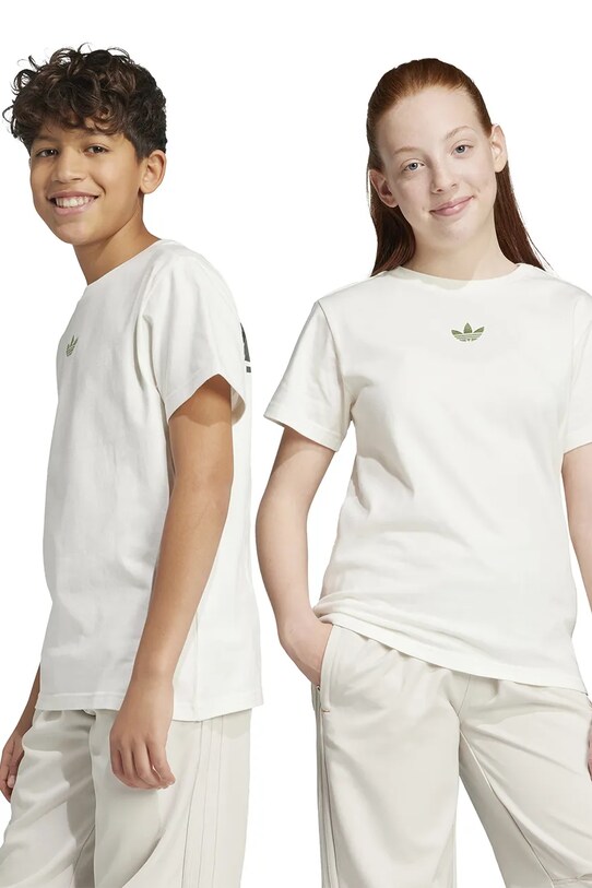Детская хлопковая футболка adidas Originals хлопок бежевый JY8374