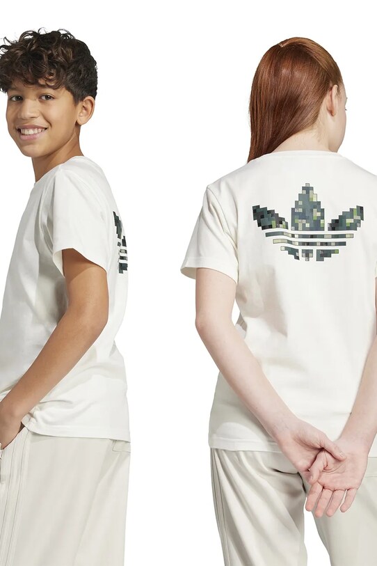 Детская хлопковая футболка adidas Originals JY8374 бежевый
