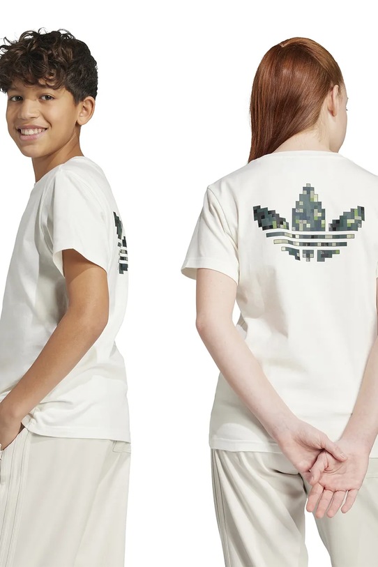 Παιδικό βαμβακερό μπλουζάκι adidas Originals JY8374 μπεζ