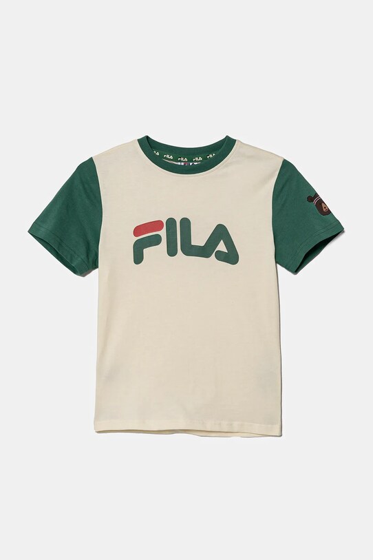 Fila t-shirt bawełniany dziecięcy LUBAN nadruk beżowy FAK0394