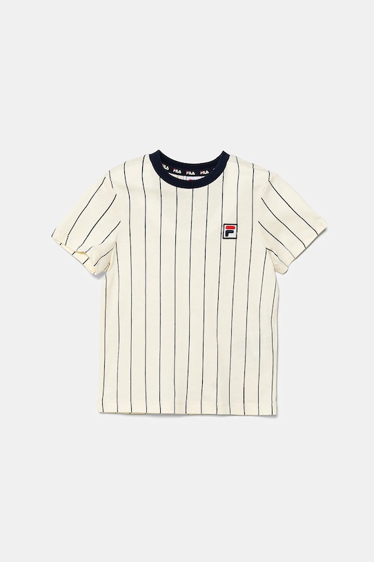 Fila t-shirt bawełniany dziecięcy LEBA wzorzyste beżowy FAK0398