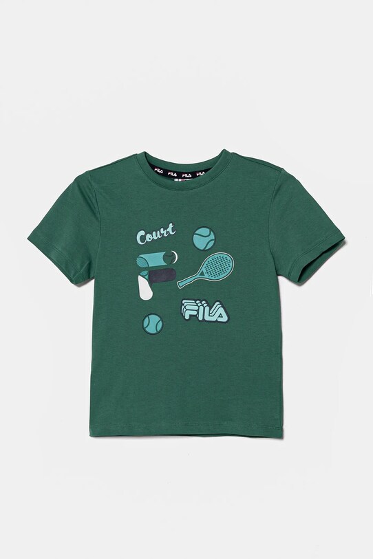 Fila t-shirt bawełniany dziecięcy LOPAR nadruk zielony FAK0408