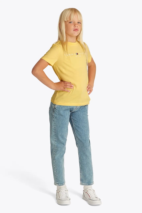 Tommy Hilfiger t-shirt bawełniany dziecięcy nadruk żółty KS0KS00397.128.176.PPYA