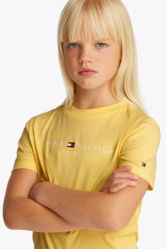 Дитяча бавовняна футболка Tommy Hilfiger KS0KS00397.128.176.PPYA жовтий