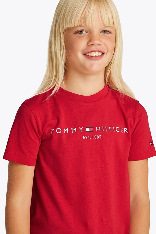 Tommy Hilfiger t-shirt bawełniany dziecięcy czerwony KS0KS00397.128.176.PPYA