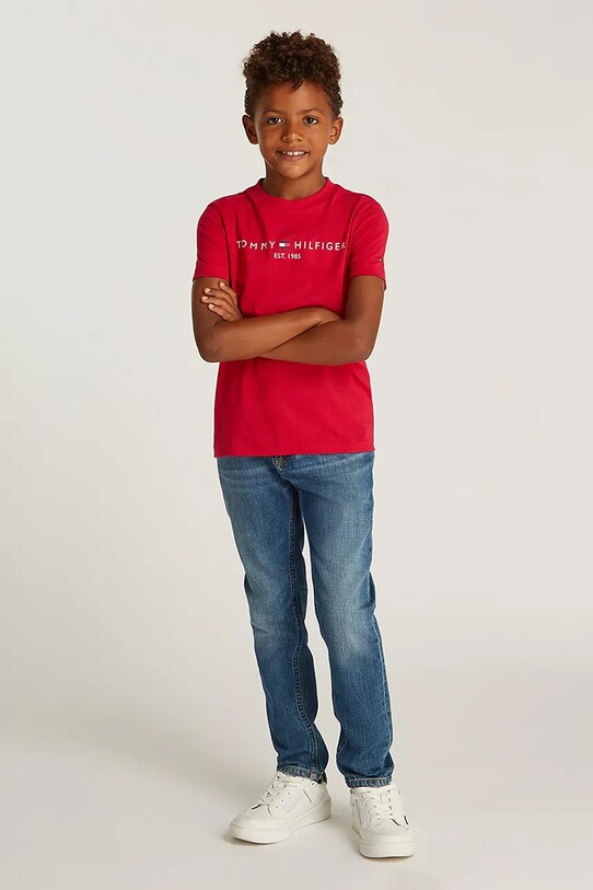 Tommy Hilfiger t-shirt bawełniany dziecięcy KS0KS00397.128.176.PPYA czerwony