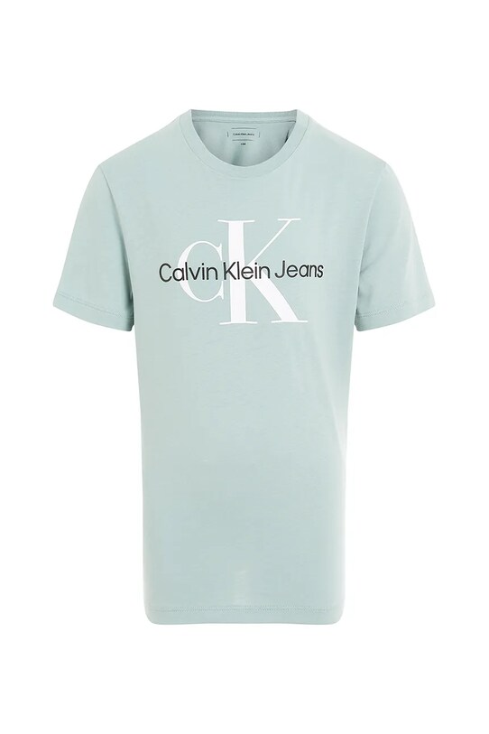Detské bavlnené tričko Calvin Klein Jeans IU0IU00676.PPYA tyrkysová SS25