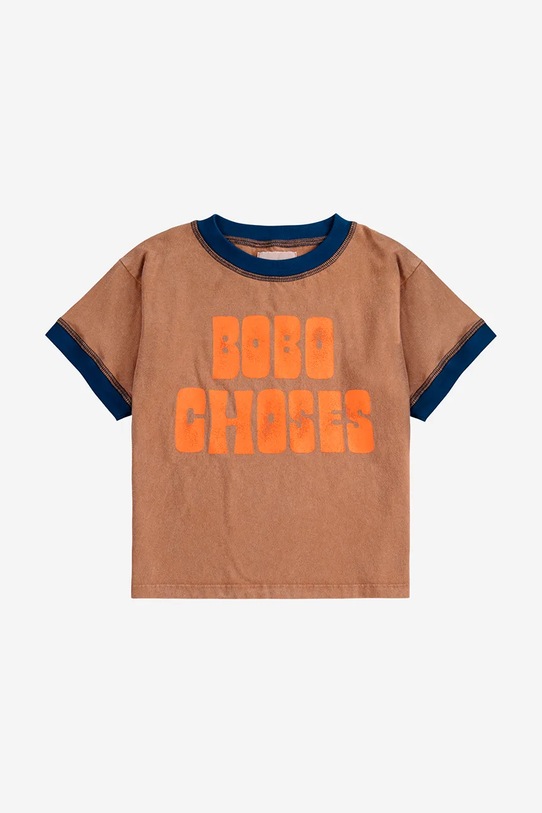 Bobo Choses tricou de bumbac pentru copii 125AC124 maro SS25