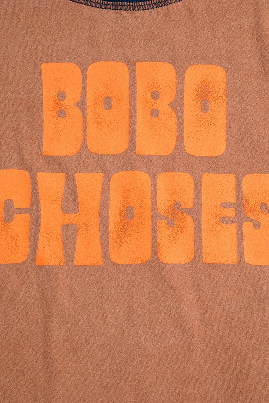 Băieți Bobo Choses tricou de bumbac pentru copii 125AC124 maro