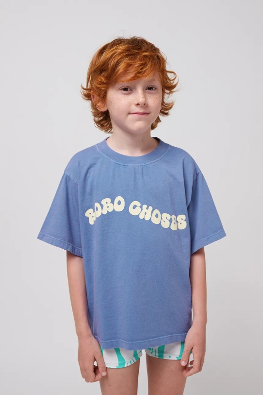 Bobo Choses t-shirt bawełniany dziecięcy Wavy nadruk niebieski 125AC013