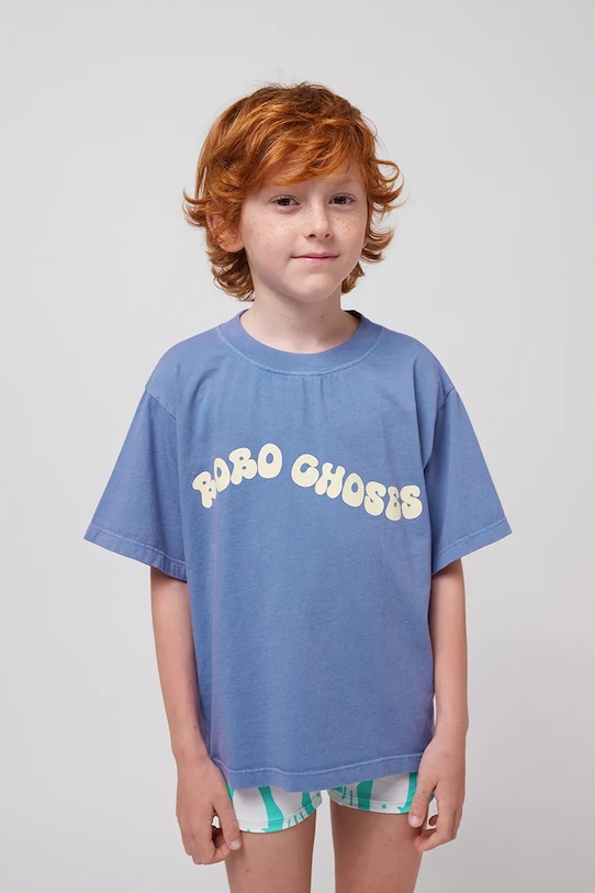 Bobo Choses t-shirt bawełniany dziecięcy Wavy nadruk niebieski 125AC013