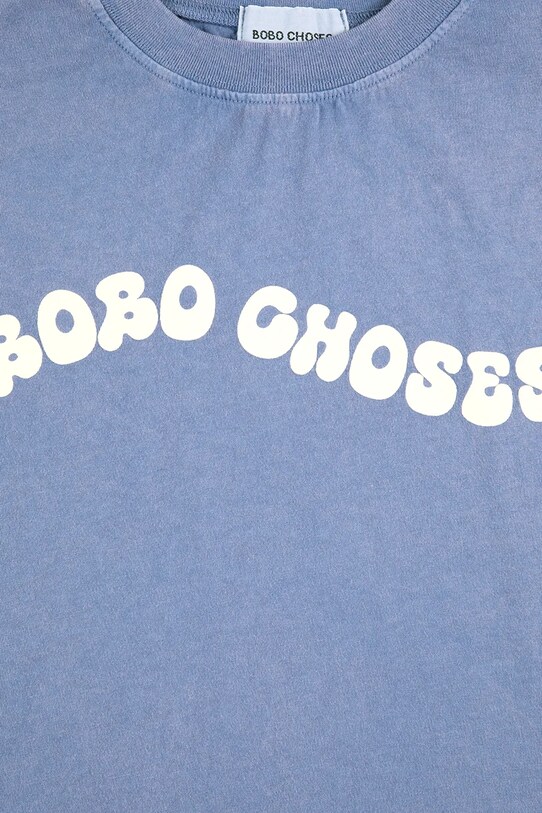 Chłopiec Bobo Choses t-shirt bawełniany dziecięcy Wavy 125AC013 niebieski