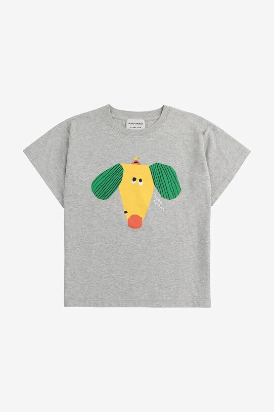 Dětské bavlněné tričko Bobo Choses Happy Dog 125AC012 šedá SS25