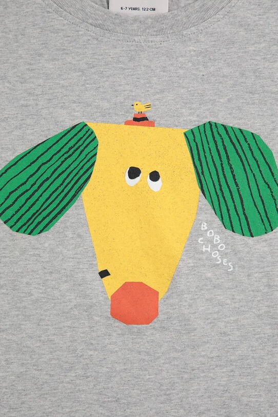 CHLAPEC Dětské bavlněné tričko Bobo Choses Happy Dog 125AC012 šedá