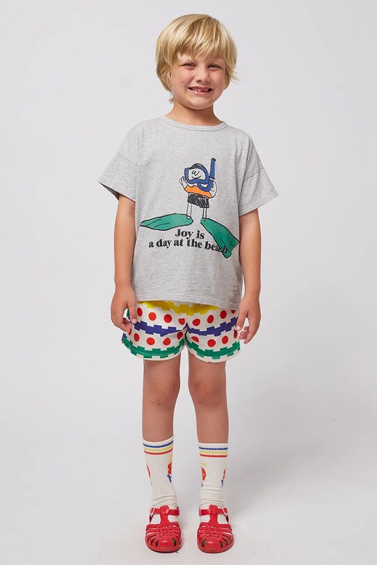 Bobo Choses t-shirt bawełniany dziecięcy A Day At The Beach szary 125AC007