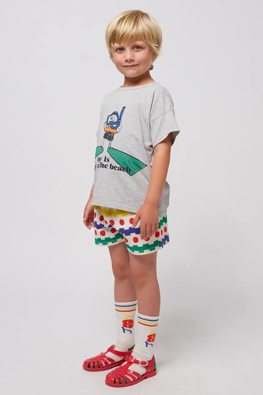 Bobo Choses t-shirt bawełniany dziecięcy A Day At The Beach 125AC007 szary