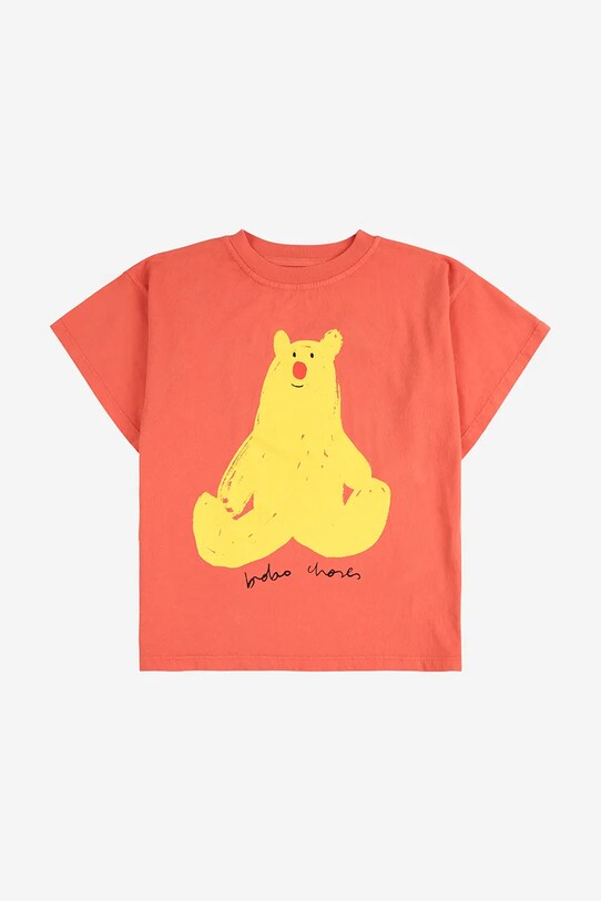 Детская хлопковая футболка Bobo Choses Hug Me Bear 125AC011 оранжевый SS25