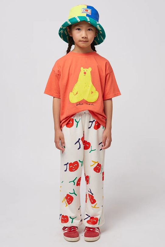 Bobo Choses tricou de bumbac pentru copii Hug Me Bear portocaliu 125AC011