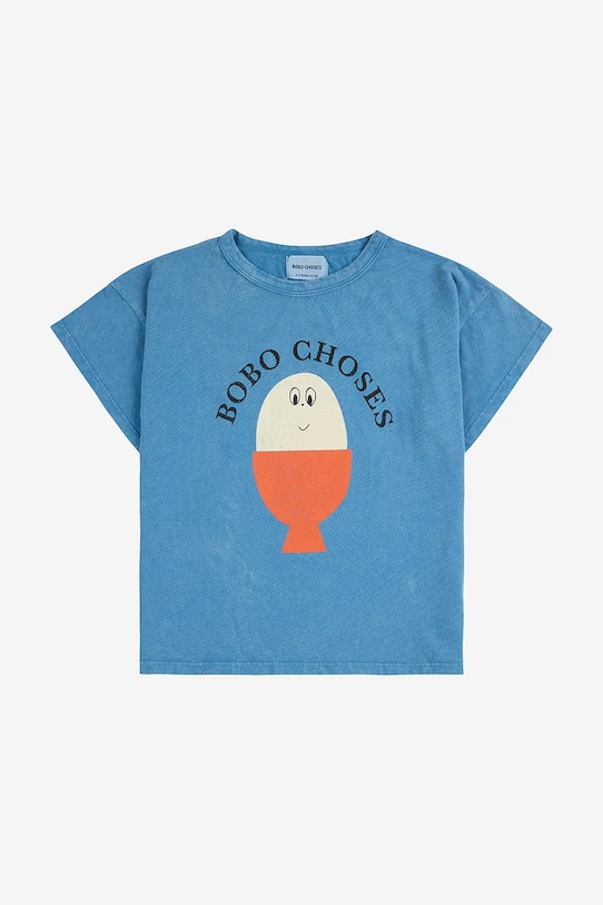 Bobo Choses t-shirt bawełniany dziecięcy Morning Egg 125AC006 niebieski SS25