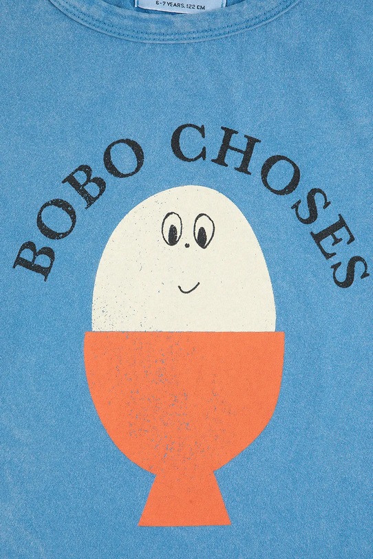 Chłopiec Bobo Choses t-shirt bawełniany dziecięcy Morning Egg 125AC006 niebieski