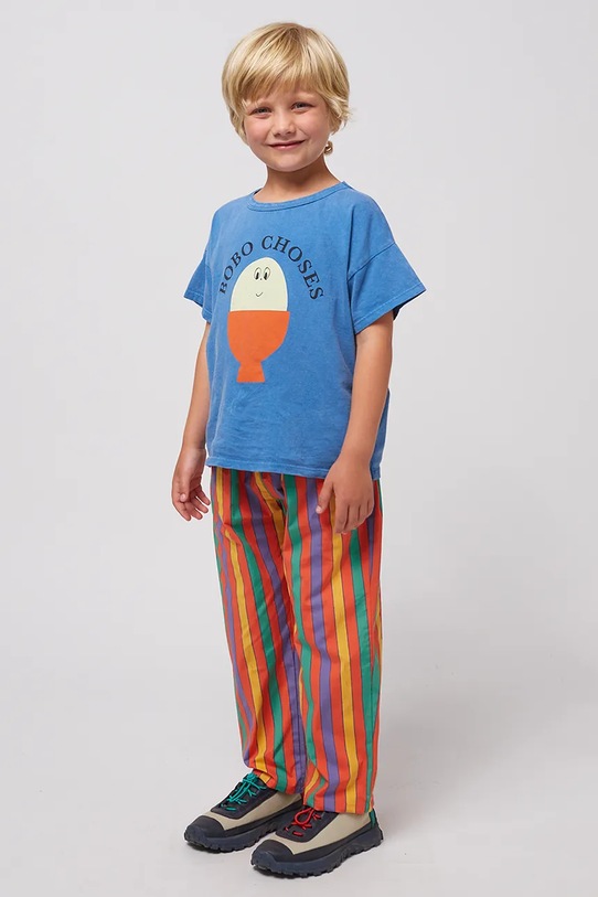 Bobo Choses t-shirt bawełniany dziecięcy Morning Egg 125AC006 niebieski