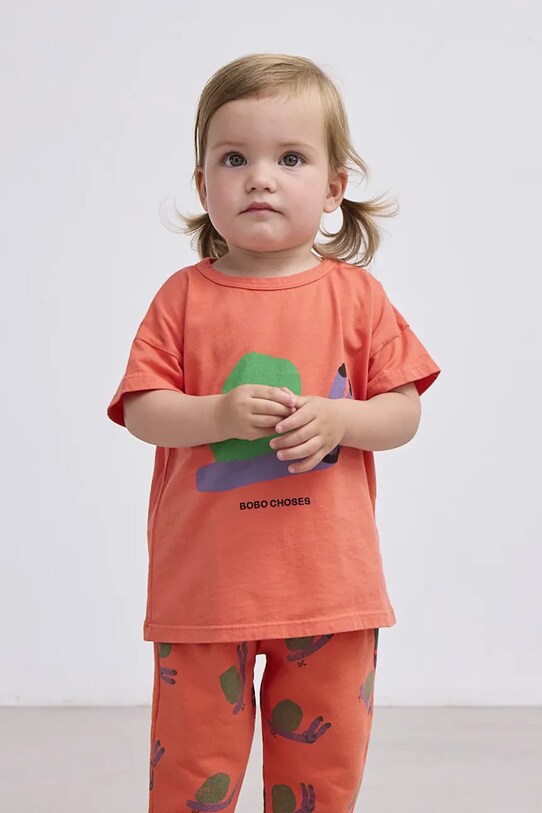 Детская хлопковая футболка Bobo Choses Funny Snail хлопок оранжевый 125AB012