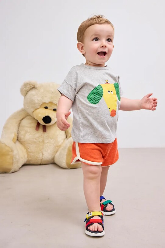 Detské bavlnené tričko Bobo Choses Happy Dog sivá 125AB009