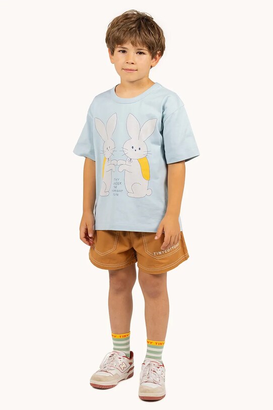 Tinycottons t-shirt bawełniany dziecięcy BUNNIES GRAPHIC TEE niebieski SS25.075