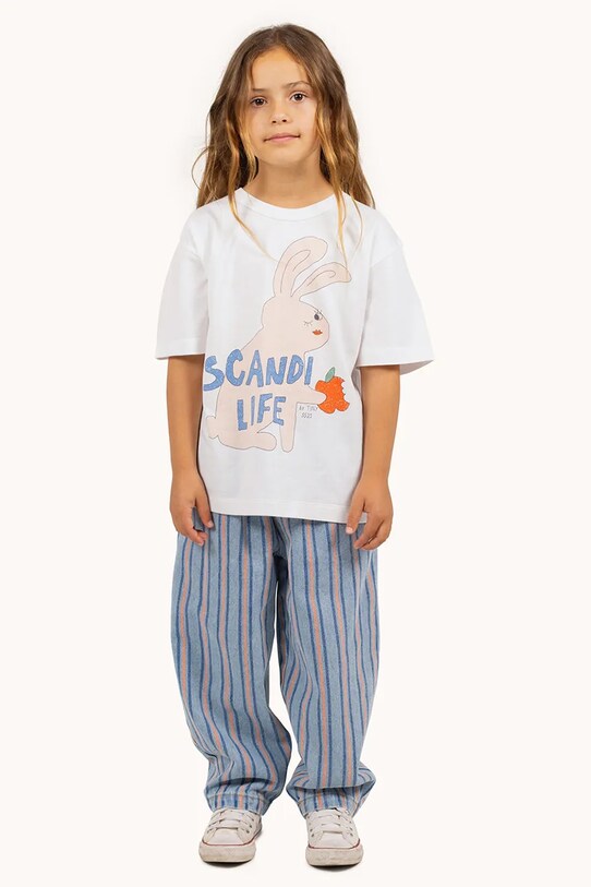 Tinycottons tricou de bumbac pentru copii SCANDI LIFE GRAPHIC TEE bej SS25.076
