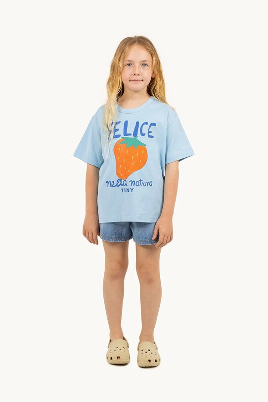 Tinycottons tricou de bumbac pentru copii NELLA NATURA GRAPHIC TEE albastru SS25.077