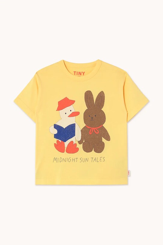 Tinycottons tricou de bumbac pentru copii READERS GRAPHIC TEE SS25.085 galben SS25