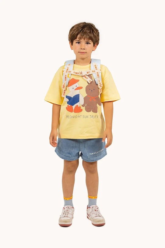 Tinycottons t-shirt bawełniany dziecięcy READERS GRAPHIC TEE żółty SS25.085