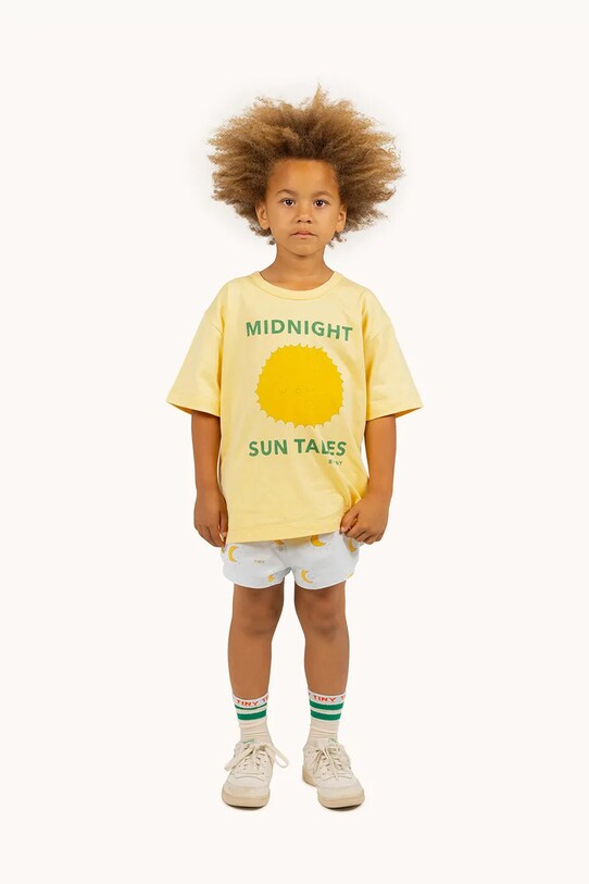 Tinycottons tricou de bumbac pentru copii SUN TALES GRAPHIC TEE galben SS25.089