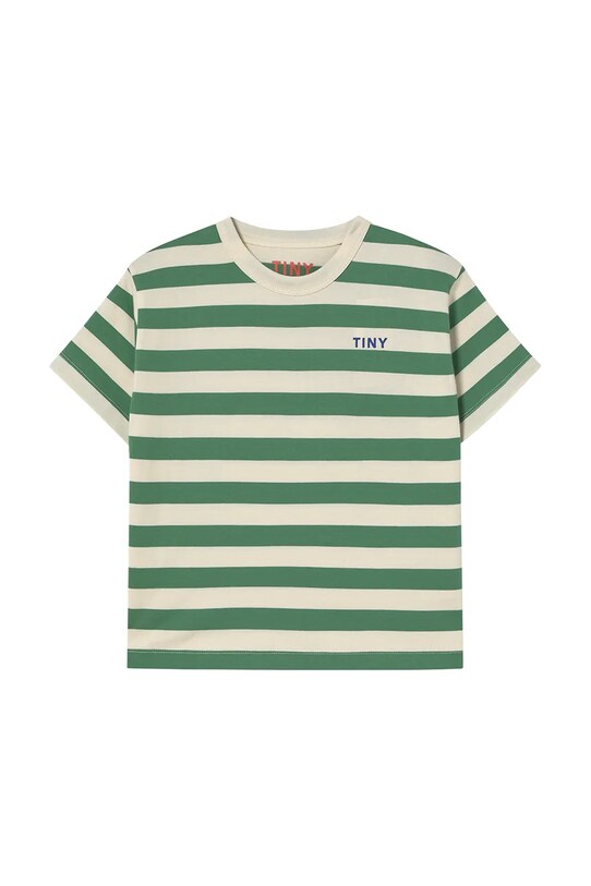 Παιδικό βαμβακερό μπλουζάκι Tinycottons STRIPES TEE SS25.111 πράσινο SS25