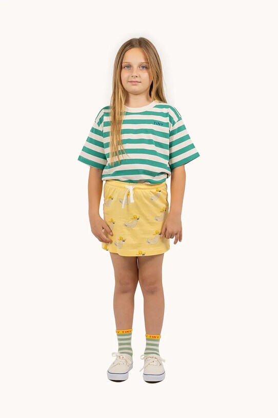 Παιδικό βαμβακερό μπλουζάκι Tinycottons STRIPES TEE SS25.111 πράσινο