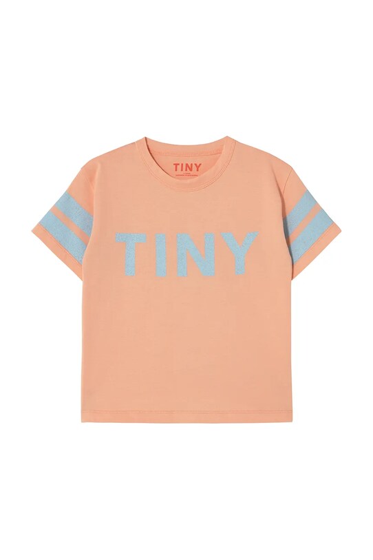 Παιδικό βαμβακερό μπλουζάκι Tinycottons STRIPES LOGO TEE SS25.137 πορτοκαλί SS25