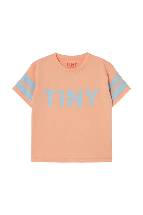 Παιδικό βαμβακερό μπλουζάκι Tinycottons STRIPES LOGO TEE SS25.137 πορτοκαλί SS25